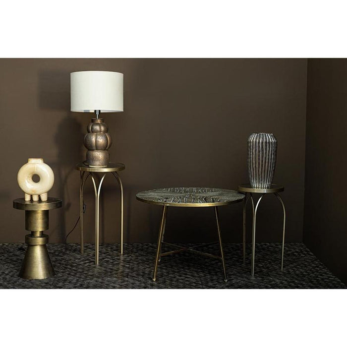 PTMD Rikka Goud Ijzer Fairy Bijzettafel Spiegel Top Rond s-Bijzettafels-PTMD