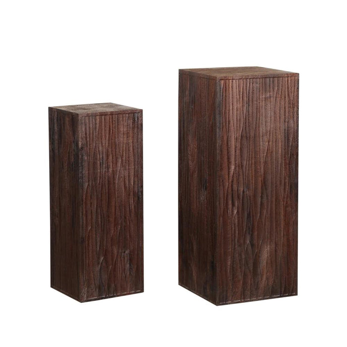 PTMD Riko Bruin Mango Hout Wavy Carved Pedestal sv2-Bijzettafels-PTMD