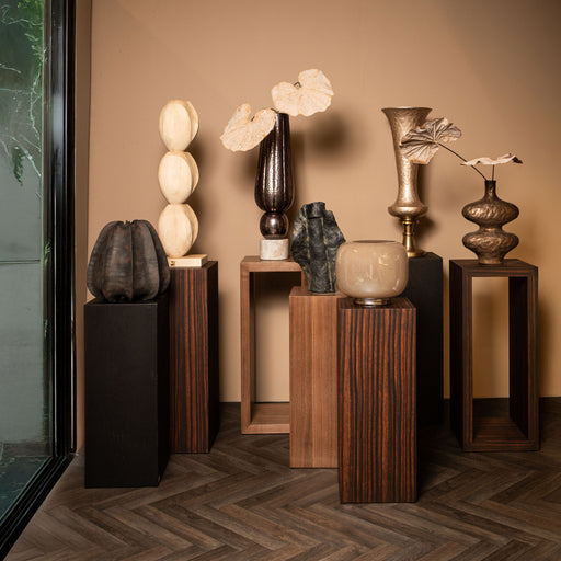 PTMD Tiess Natuurlijk Houten Fineer Pedestal Open-Zuilen-PTMD