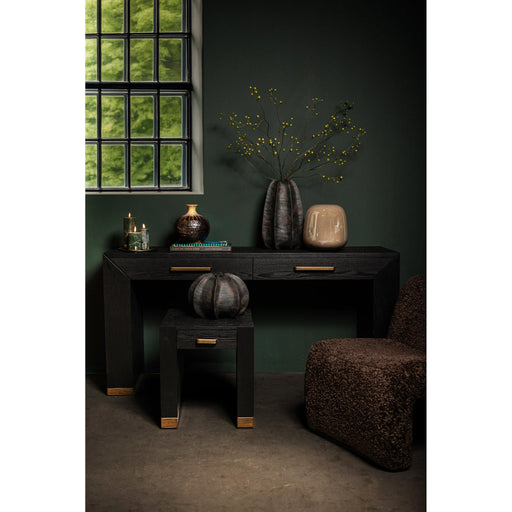 PTMD Tiess Zwart Houten Fineer Bed Bijzettafel 1 Lade-Bijzettafels-PTMD