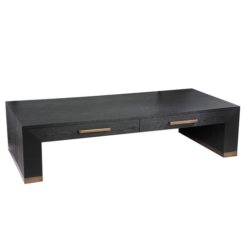 PTMD Tiess Zwart Houten Fineer Coffeetable 2 Laden-Salontafels-PTMD