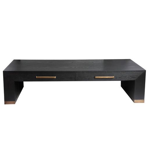 PTMD Tiess Zwart Houten Fineer Coffeetable 2 Laden-Salontafels-PTMD