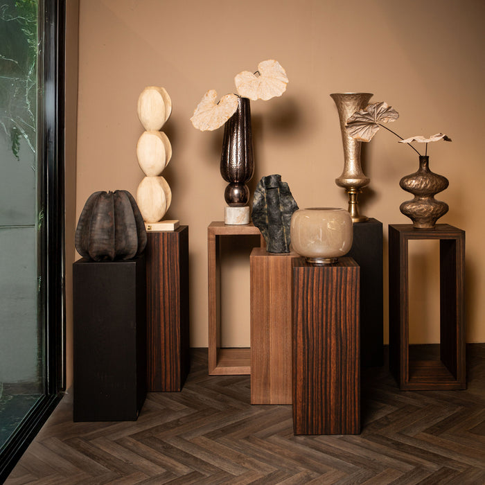 PTMD Tiess Zwart Houten Fineer Pedestal Set of 2-Zuilen-PTMD