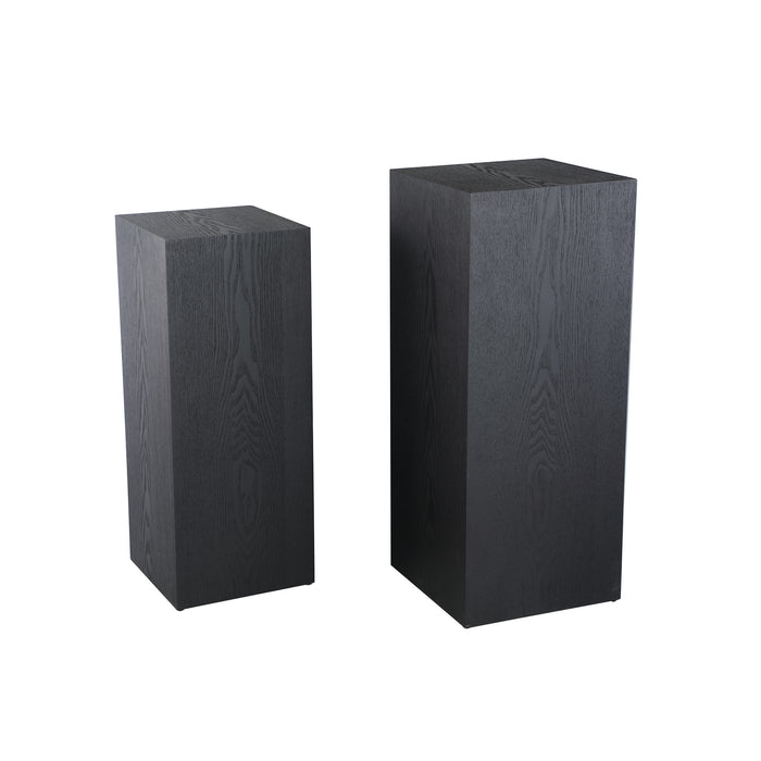 PTMD Tiess Zwart Houten Fineer Pedestal Set of 2-Zuilen-PTMD