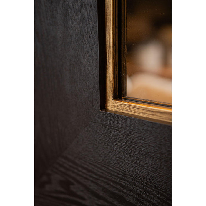 PTMD Tiess Zwart Houten Fineer Spiegel Vierkant Goud Rim-Spiegels-PTMD
