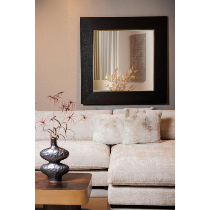 PTMD Tiess Zwart Houten Fineer Spiegel Vierkant Goud Rim-Spiegels-PTMD