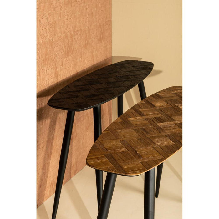 PTMD Tyano Zwart Gerecycled Teak Hout Bijzettafel-Bijzettafels-PTMD