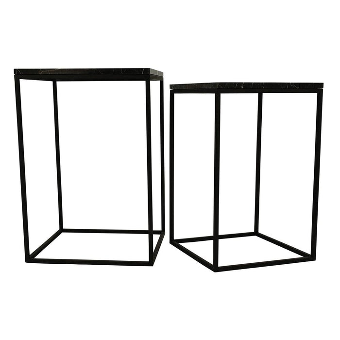 PTMD Volos Set of 2 Bijzettafels Bruin Marmer-Bijzettafels-PTMD