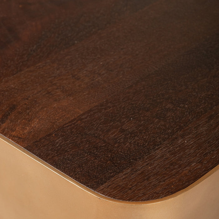 PTMD Warren Salontafel 180x45x31 Bruin Hout Goud Mtl-Salontafels-PTMD