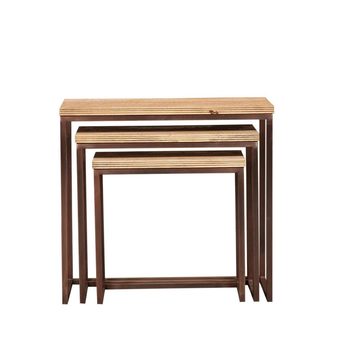 PTMD Zoah Koperkleurig Mango Hout Rechthoekig Bijzettafel sv3-Bijzettafels-PTMD