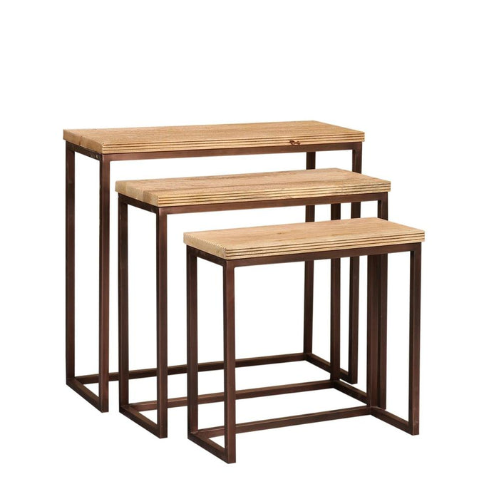 PTMD Zoah Koperkleurig Mango Hout Rechthoekig Bijzettafel sv3-Bijzettafels-PTMD