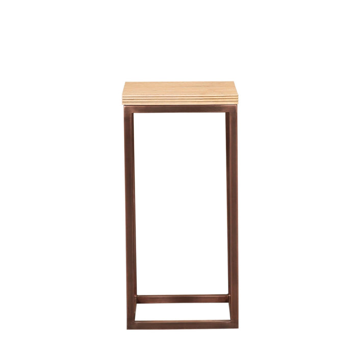 PTMD Zoah Koperkleurig Mango Hout Vierkant Bijzettafel sv3-Bijzettafels-PTMD