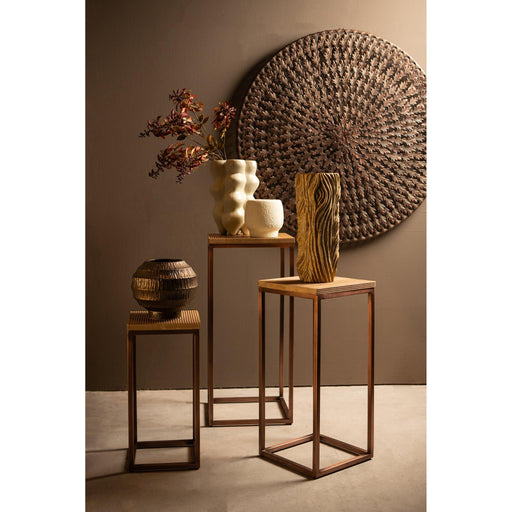 PTMD Zoah Koperkleurig Mango Hout Vierkant Bijzettafel sv3-Bijzettafels-PTMD