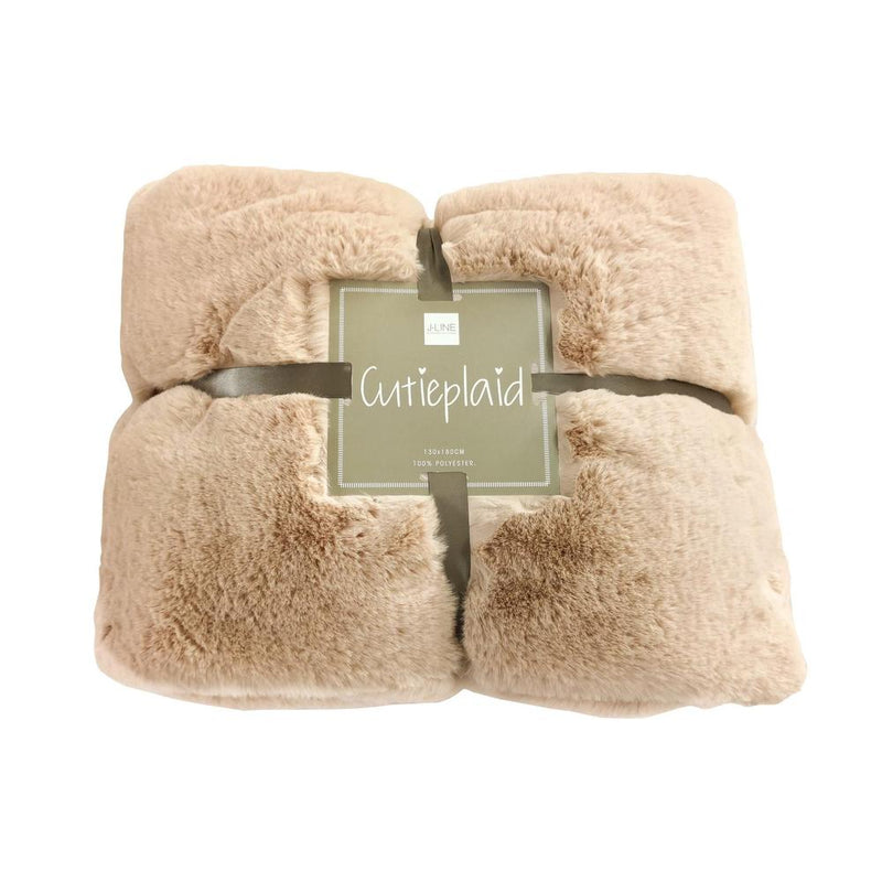 Plaid Beige Polyester 130x180 cm Polyester-Plaids-J-Line