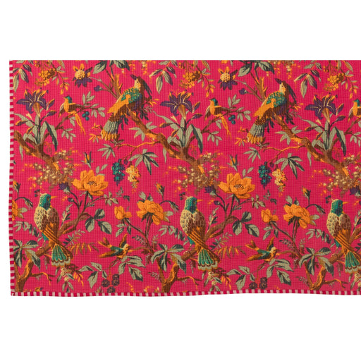 Plaid Birds/Flowers Cotton Velvet Pink 180x1x130-Plaid-J-Line