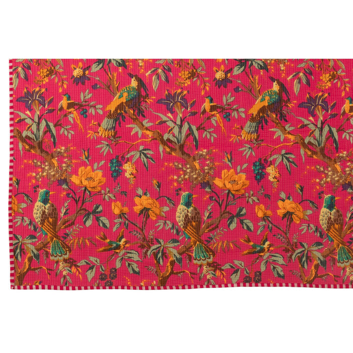 Plaid Birds/Flowers Cotton Velvet Pink 180x1x130-Plaid-J-Line