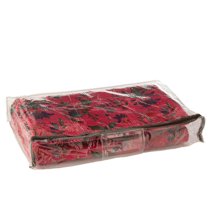 Plaid Birds/Flowers Cotton Velvet Pink 180x1x130-Plaid-J-Line