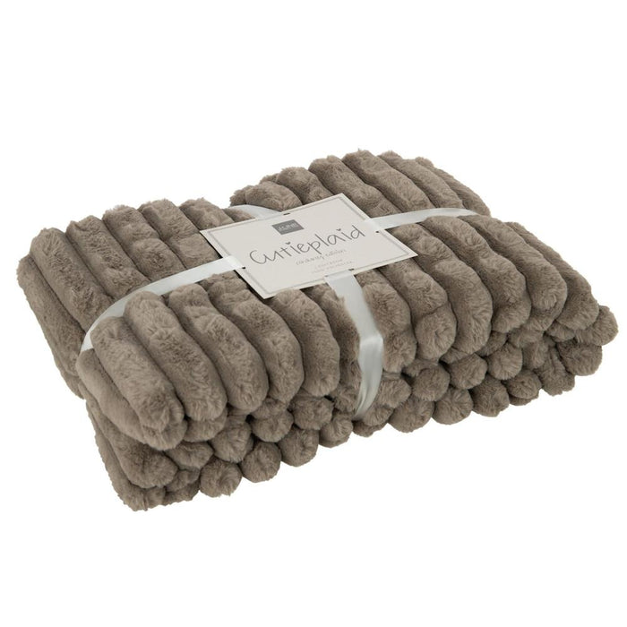 Plaid Grijs Polyester 130x180 cm - Grijs/greige - 28031-Plaid-J-Line