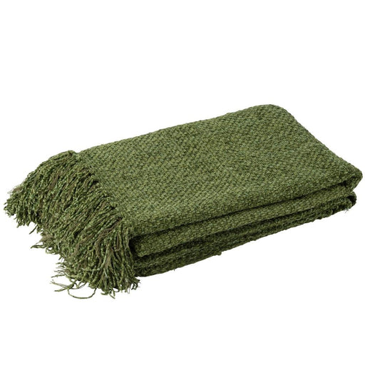 Plaid Groen Viscose Franjes 130x180 cm-Plaids-J-Line