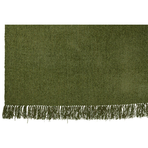 Plaid Woven+Fringes Viscose Dark Green 130x1x180-Plaid-J-Line