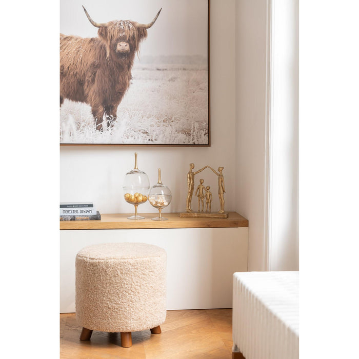 Poef Beige Polyester Schaap 42 cm-Poefen-J-Line