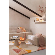 Poef Beige Stof Populierenhout Ottoman 92 cm 92x84x44 cm-Poefs-J-Line