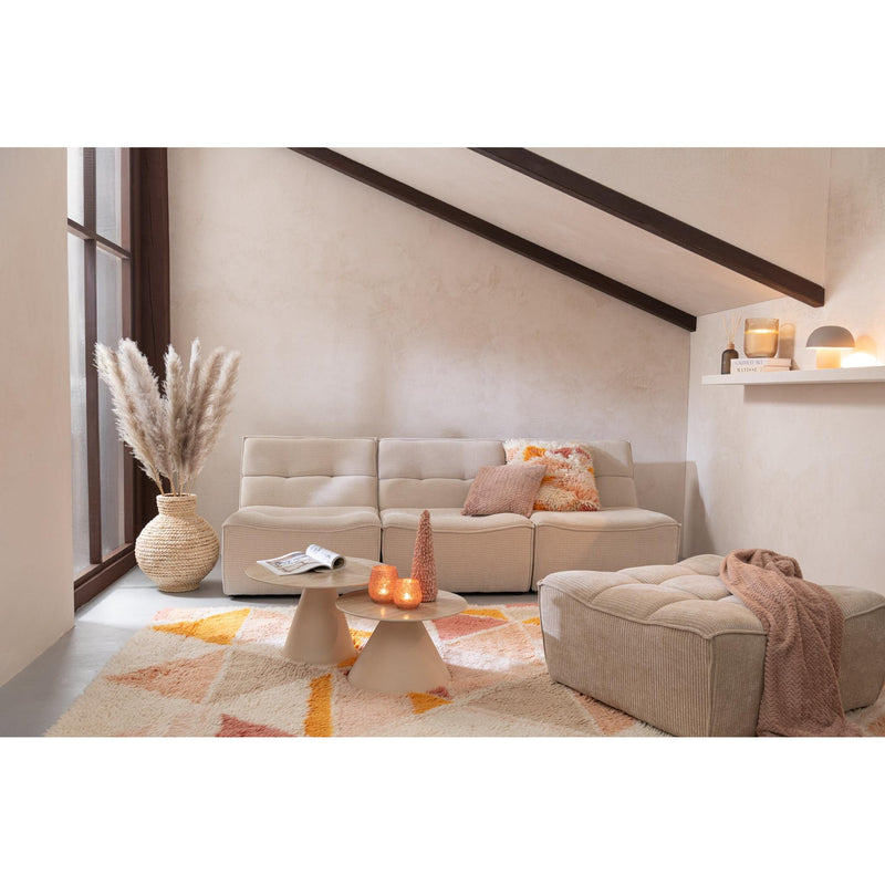 Poef Beige Stof Populierenhout Ottoman 92 cm 92x84x44 cm-Poefs-J-Line
