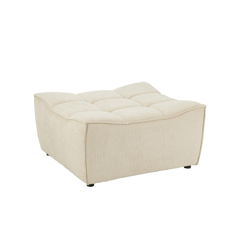 Poef Beige Stof Populierenhout Ottoman 92 cm 92x84x44 cm-Poefs-J-Line
