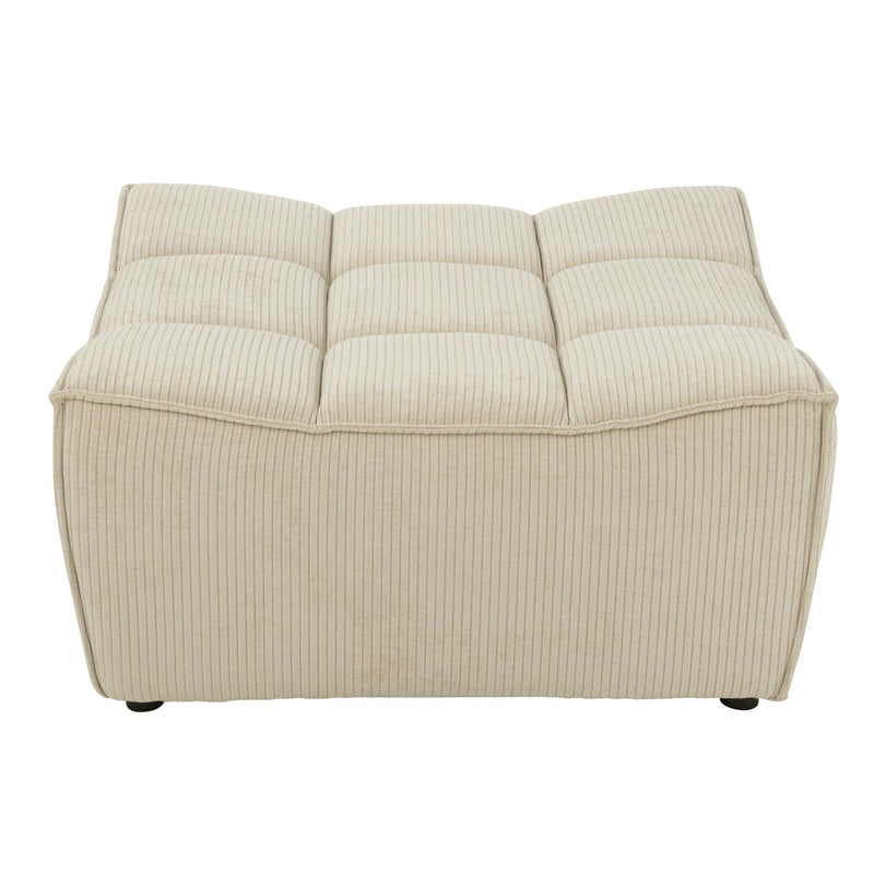 Poef Beige Stof Populierenhout Ottoman 92 cm 92x84x44 cm-Poefs-J-Line