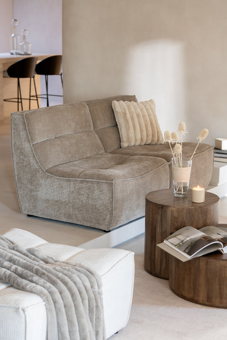 Poef Beige Stof Populierenhout Ottoman 92 cm-Poefen-J-Line