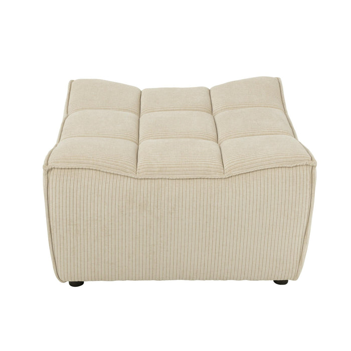 Poef Beige Stof Populierenhout Ottoman 92 cm-Poefs-J-Line