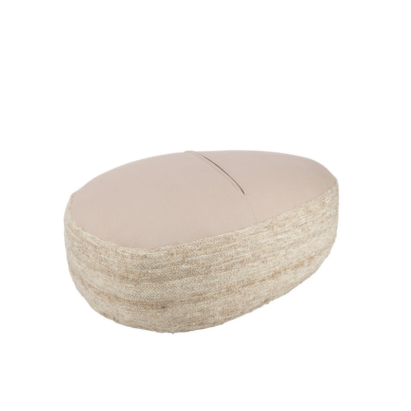 Poef Beige Wol Steen J-Line 90 cm 90x60x30 cm-Poefs-J-Line