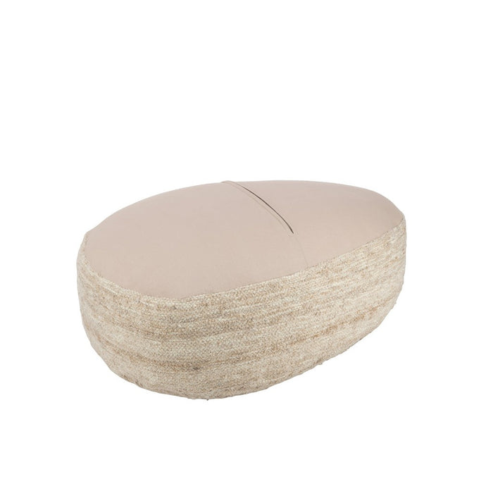 Poef Beige Wol Steen J-Line 90 cm-Poefen-J-Line