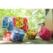 Poef Blauw Katoen Velvet Vogels Rond 40 cm-Poefen-J-Line