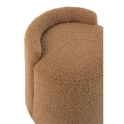 Poef Bruin Bouclé Teddy Rond 40 cm 40x40x38 cm-Poefs-J-Line
