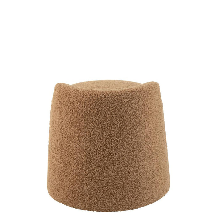 Poef Bruin Bouclé Teddy Rond 40 cm-Poefen-J-Line