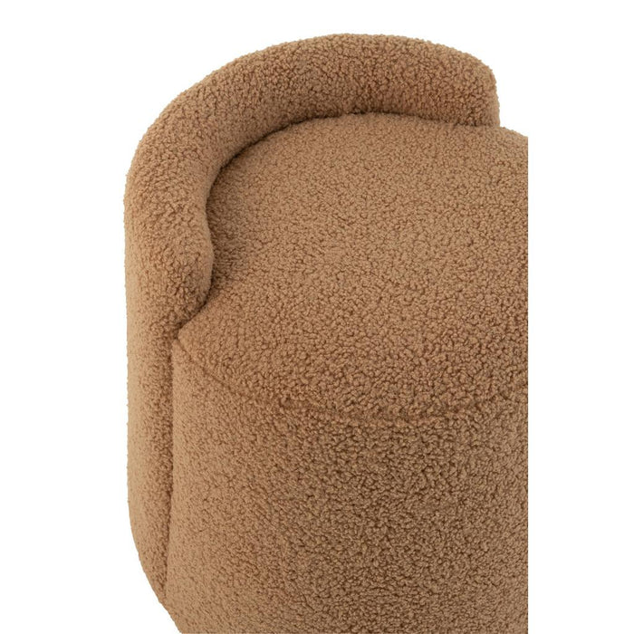 Poef Bruin Bouclé Teddy Rond 40 cm-Poefen-J-Line