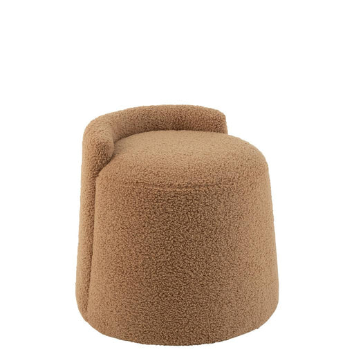 Poef Bruin Bouclé Teddy Rond 40 cm-Poefen-J-Line