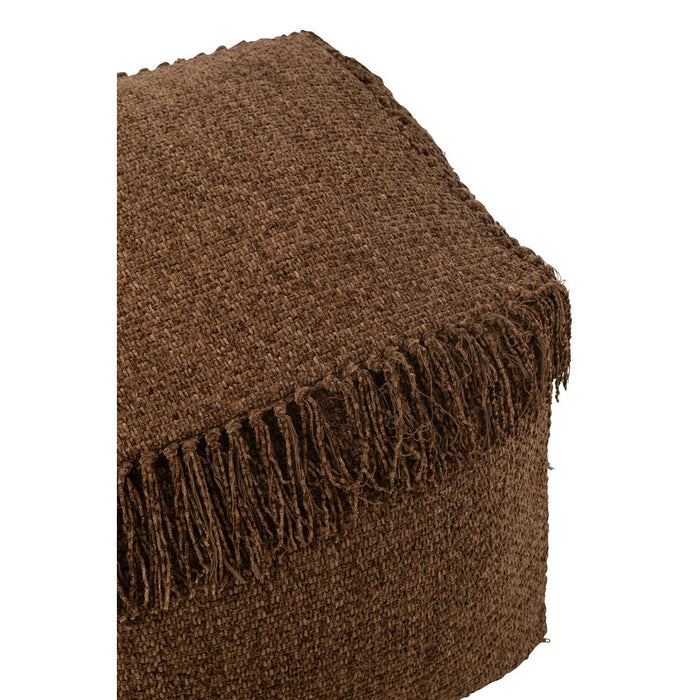 Poef Bruin Viscose Gevlochten Vierkant 55 cm 60x60x35 cm-Poefs-J-Line
