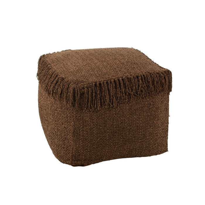 Poef Bruin Viscose Gevlochten Vierkant 55 cm 60x60x35 cm-Poefs-J-Line