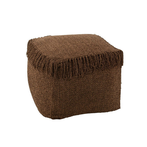 Poef Bruin Viscose Gevlochten Vierkant 55 cm-Poefen-J-Line