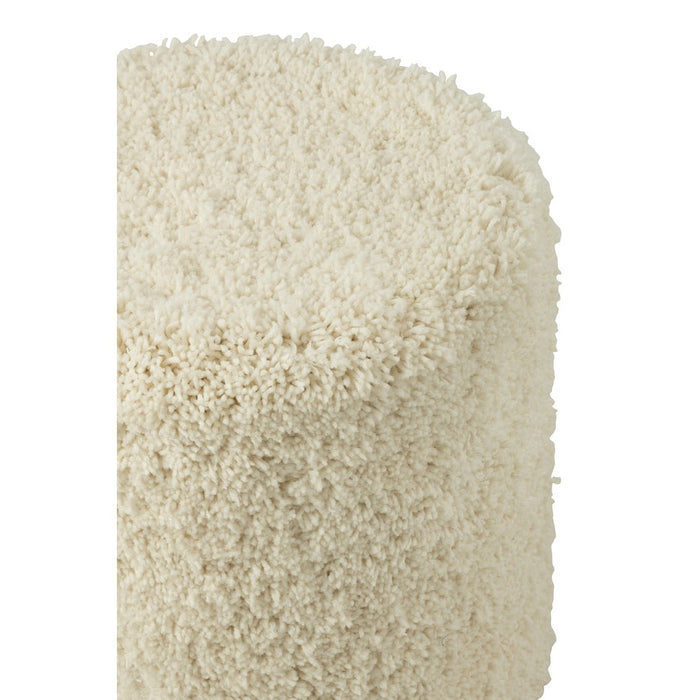 Poef Crème Polyester Cylinder 40 cm 40x40x50 cm-Poefs-J-Line