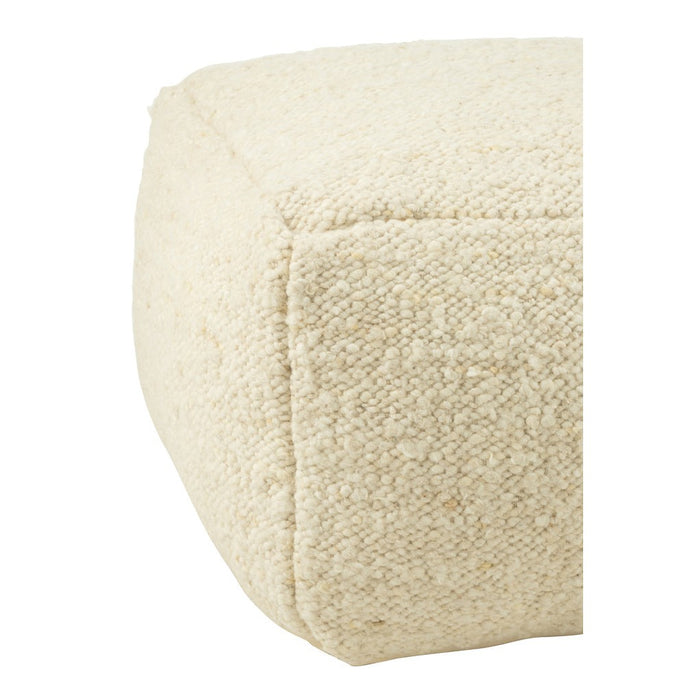 Poef Crème Wol Vierkant J-Line 60 cm 60x60x40 cm-Poefs-J-Line