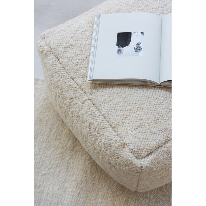 Poef Crème Wol Vierkant J-Line 60 cm 60x60x40 cm-Poefs-J-Line