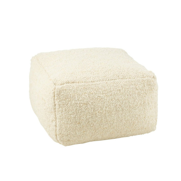 Poef Crème Wol Vierkant J-Line 60 cm 60x60x40 cm-Poefs-J-Line