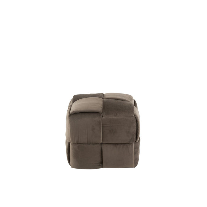 Poef Donkergrijs Stof en Hout 42 cm 42x42x40 cm-Poefs-J-Line