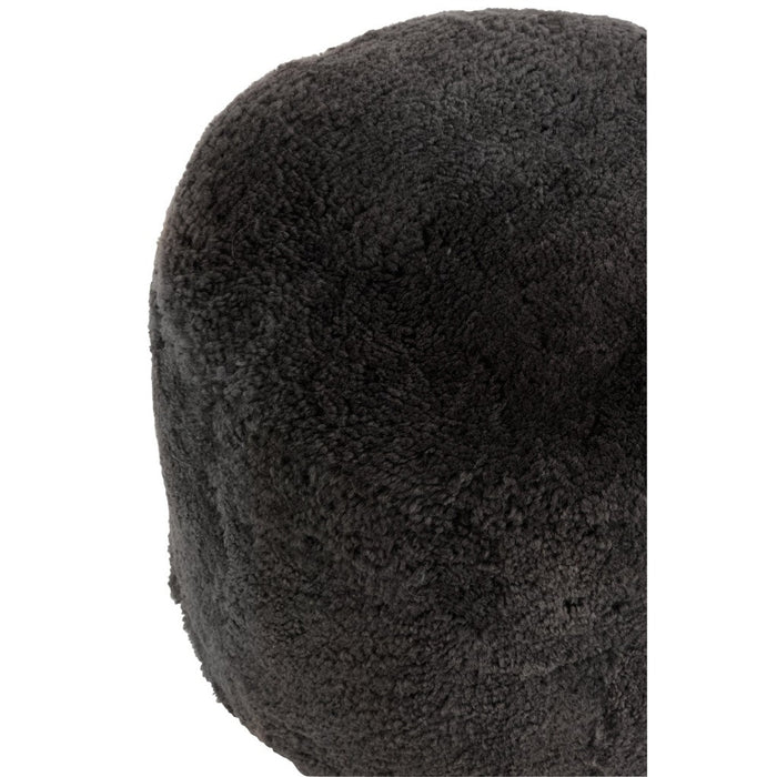 Poef Donkergrijs Textile Rond 57 cm 57x57x47 cm-Poefs-J-Line