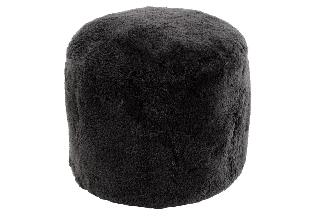 Poef Donkergrijs Textile Rond 57 cm 57x57x47 cm-Poefs-J-Line