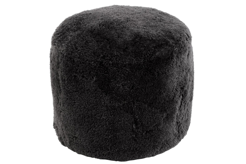 Poef Donkergrijs Textile Rond 57 cm 57x57x47 cm-Poefs-J-Line