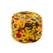 Poef Geel Katoen Velvet Vogels Rond 40 cm-Poefen-J-Line